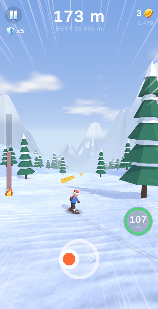 Snowboarding down the slope